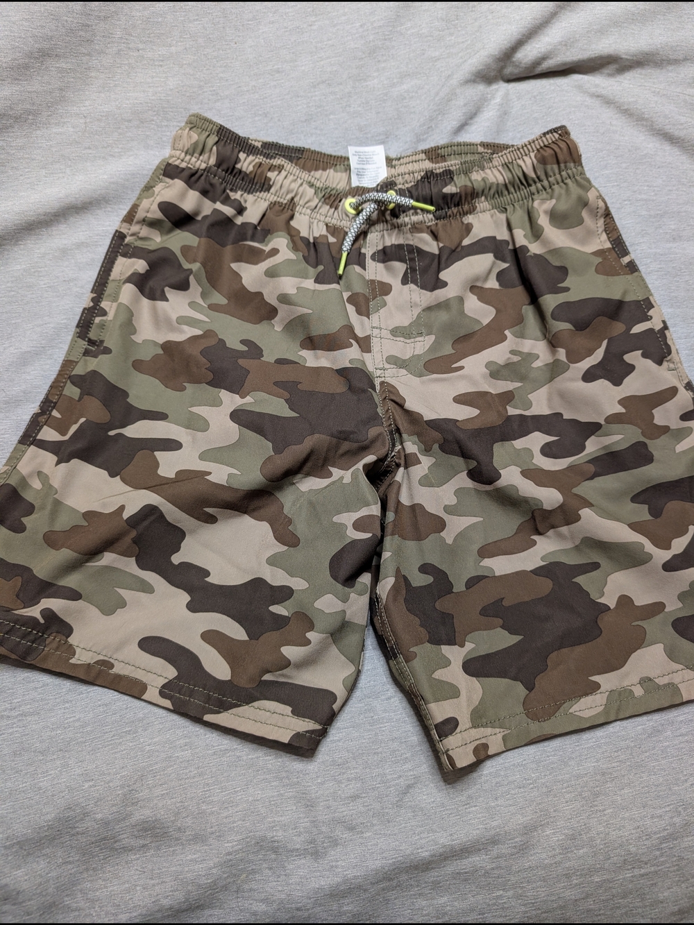wonder nation 💜 Boys Camo Swim Trunks in Green and Brown